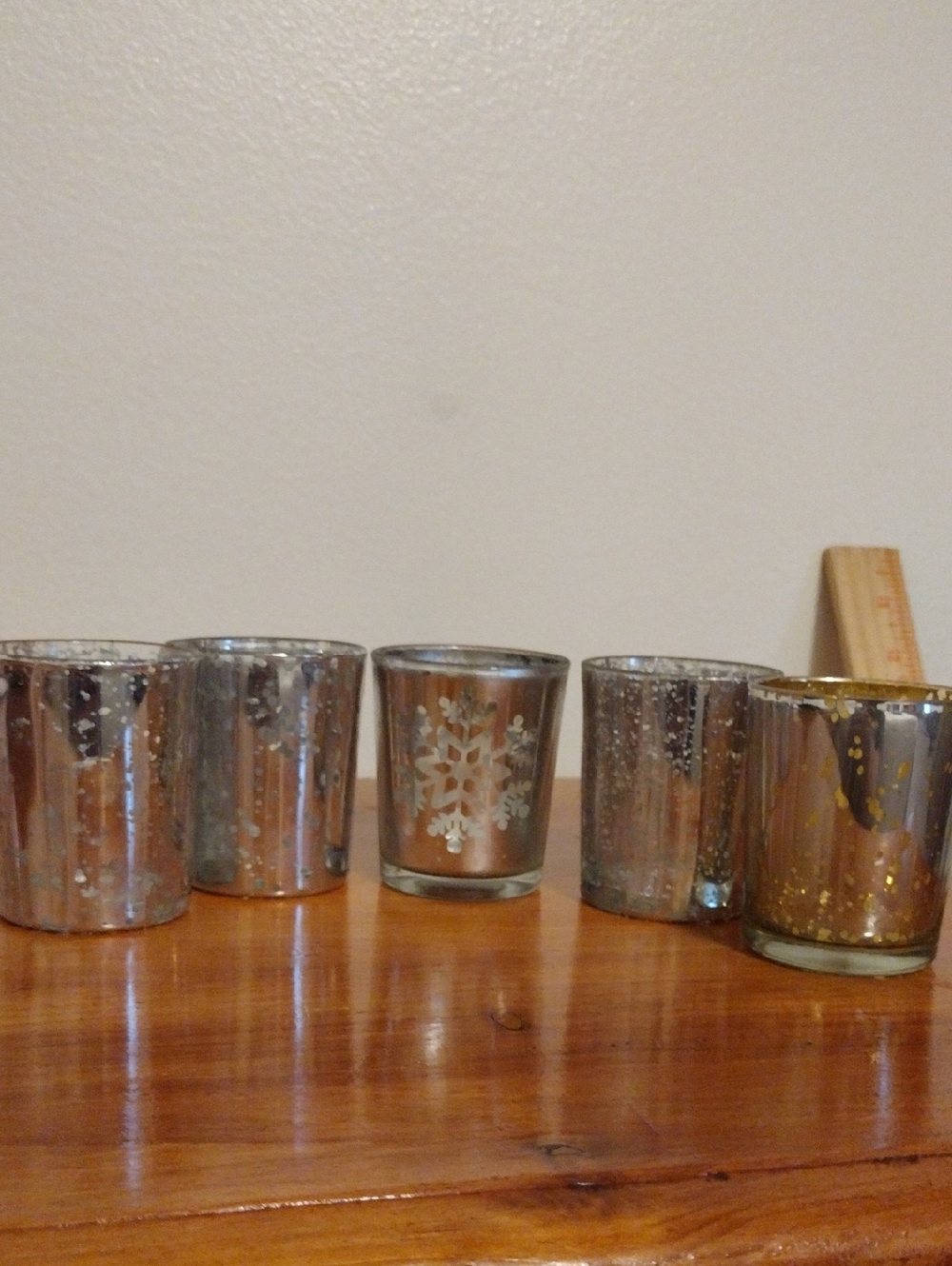 Mercury Glass Votive/ Tealight Candle Holder Set